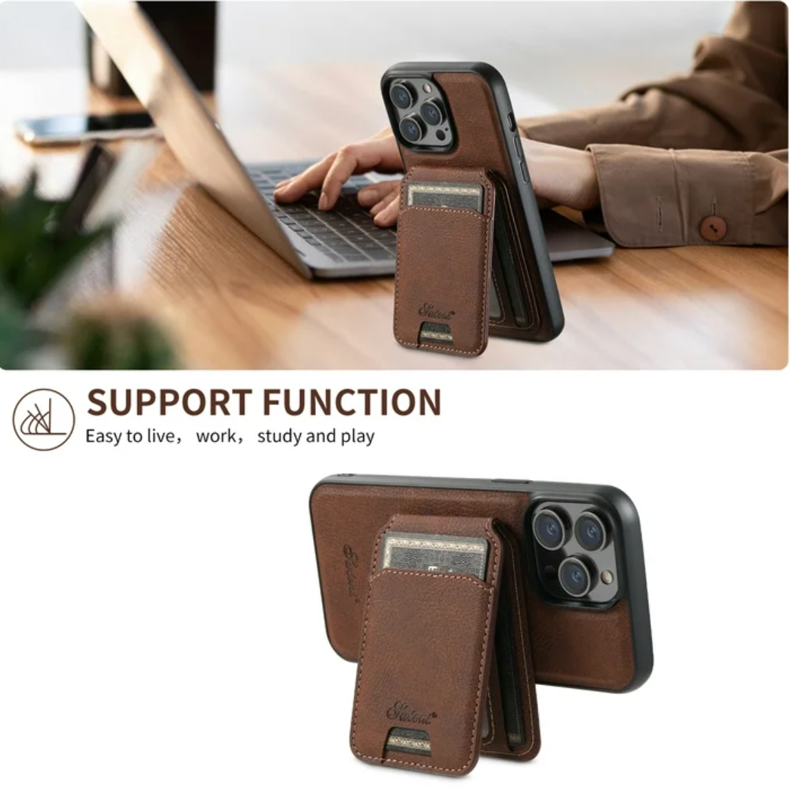 Case Cuero MagSafe + Tarjetero